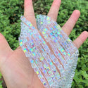 100pcs Creative Club Faceted Cube Crystal Glass Beads, Crystal AB, 6mm, Hole ID 1mm, CCC602