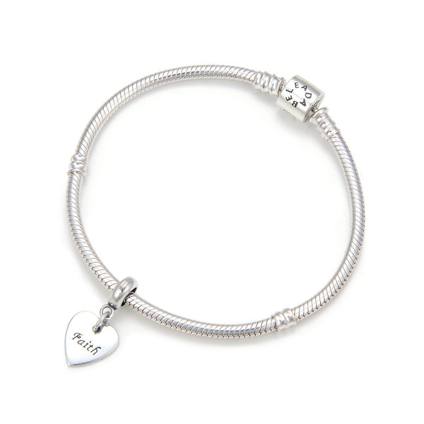 1pc Real 925 Sterling Silver Faith Love Heart Bead Charm Pendant, Compatible with Pandora All Other Charm Bracelets, EC4-D1