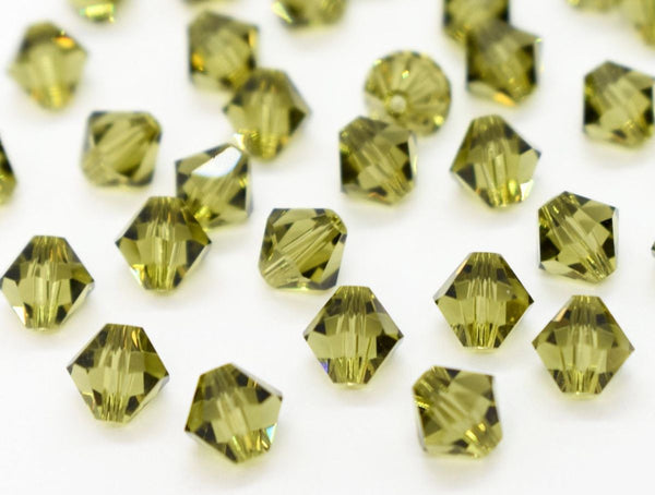 100pcs Adabele Austrian Faceted Bicone Crystal Beads #5301, Khaki Green, Size Selections: 3mm/4mm/5mm/6mm