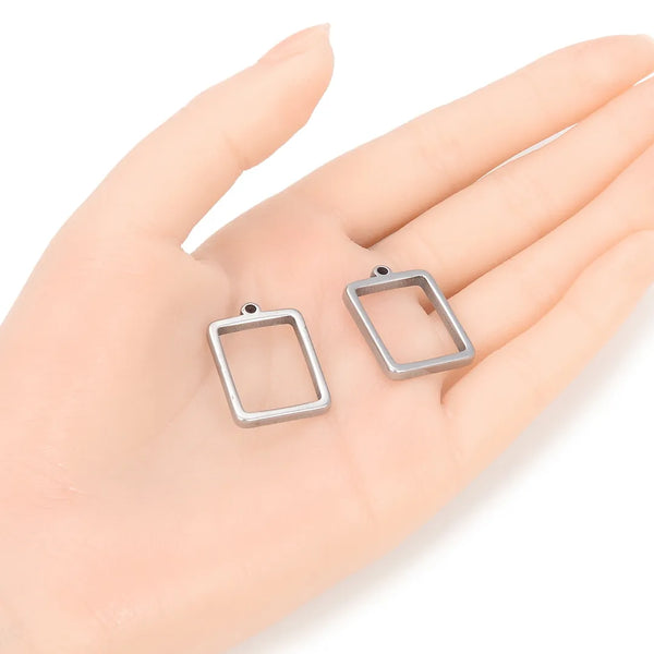 10pcs 304 Stainless Steel Rectangle Open Back Bezel Settings (25mm/35mm)
