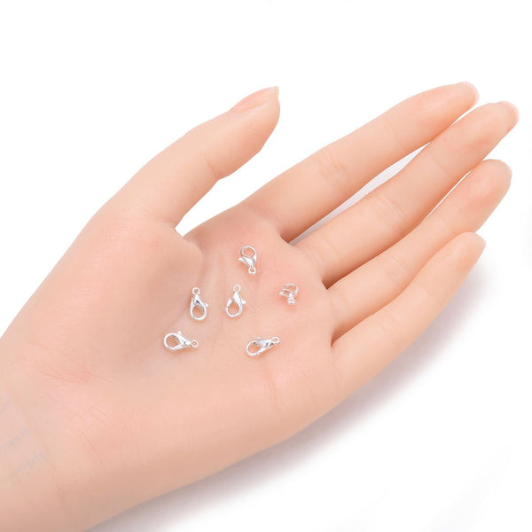 20pcs Trigger Lobster Claw Clasp, Silver Plated, Size Selections: 10mm/12mm/15mm/20mm