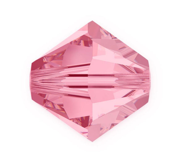 50pcs Preciosa Faceted Bicone Crystal Beads, Light Rose Pink, 6mm, Hole ID 1mm, Pre-B655
