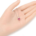 925 Sterling Silver July Birthstone Solitaire Necklace, 8mm/2 Carat Red Ruby Cubic Zirconia CZ, Length Selections: 16 inch/18 inch