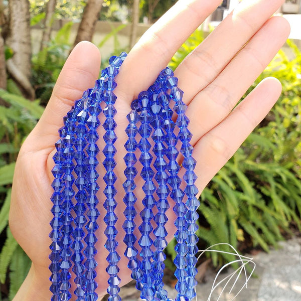 250pcs Creative Club Faceted Bicone Crystal Glass Beads, Sapphire Blue Blue, 6mm (0.24 Inch), Hole ID 1mm, CCB613