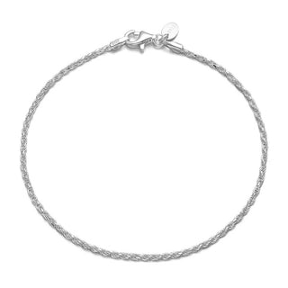 1pc 925 Sterling Silver 1.3mm Diamond Cut Braided Rope Chain Bracelet, Length Selections: 7 inch/7.5 inch