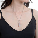 1pc Natural White Howlite Gemstone Pendant Necklace, 18 Inch Surgical Stainless Steel Chain, GGP-C6