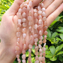 Natural Sunstone Gemstone Oval Tumbled Pebble Beads, Irregular, 8mm to 10mm, Hole ID 1mm, 15 Inch/1 Strand, GZ12-5
