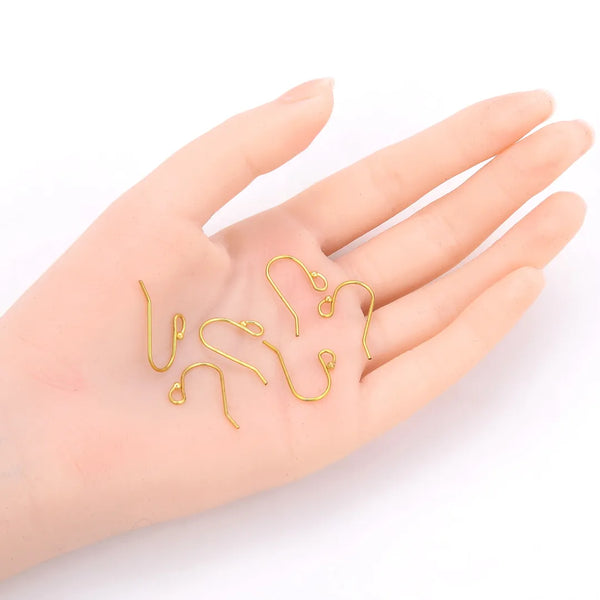 50pcs Raw Brass Strong Ball End Fish Earring Hooks, 0.9mm/19 Gauge, 22mm, Unplated/Uncoated, CX238