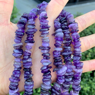 Natural Amethyst Purple Crystal Gemstone Flat Coin Chip Beads, Irregular, 7mm-10mm, Hole ID 1mm, 15 Inch/1 Strand, GZ7-3