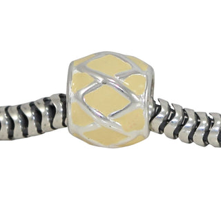 Solid 925 Sterling Silver Royal Yellow Mellow Yellow Enamel Bead Charm