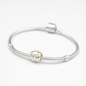 Cute Solid 925 Sterling Silver Flower Bead Charm, Compatible with Pandora All Other Charm Bracelet