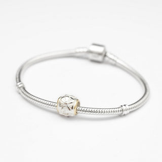 Cute Solid 925 Sterling Silver Flower Bead Charm, Compatible with Pandora All Other Charm Bracelet