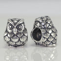 1pc Solid 925 Sterling Silver Owl King Charm Bird Animal Bead, Compatible with Pandora All Other Charm Bracelets, EC2-K1