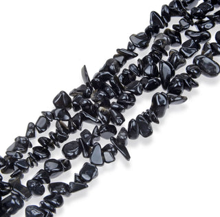 Natural Black Obsidian Gemstone Chip Beads, Free Form, 5mm-8mm, Hole ID 1mm, 1 Strand/31 Inch, GZ1-22