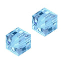 24pcs Adabele Austrian Faceted Cube Crystal Beads #5601, Aquamarine Blue, Size Selections: 4mm/6mm/8mm