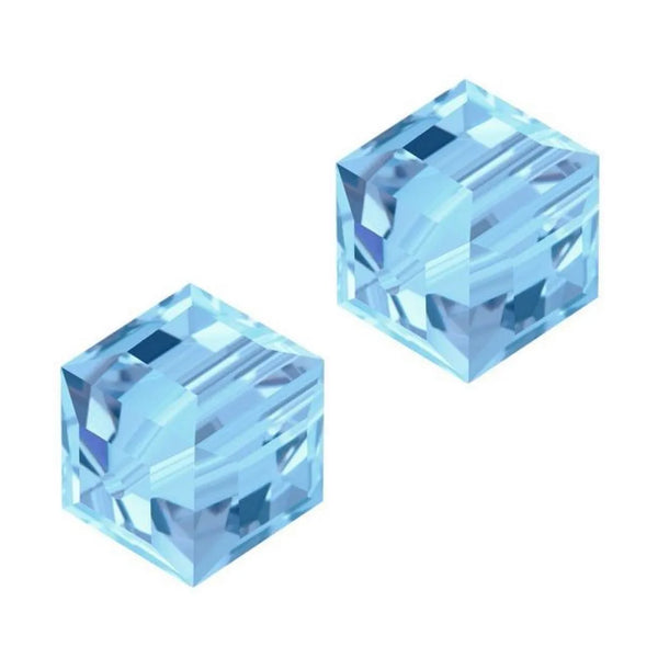 24pcs Adabele Austrian Faceted Cube Crystal Beads #5601, Aquamarine Blue, Size Selections: 4mm/6mm/8mm