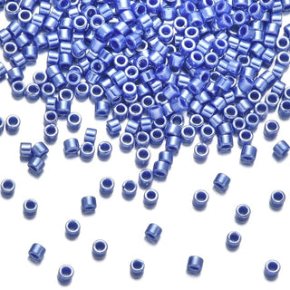 7.5g Miyuki Delica 11/0 Seed Beads, Opaque Luster Cyan Blue DB1569