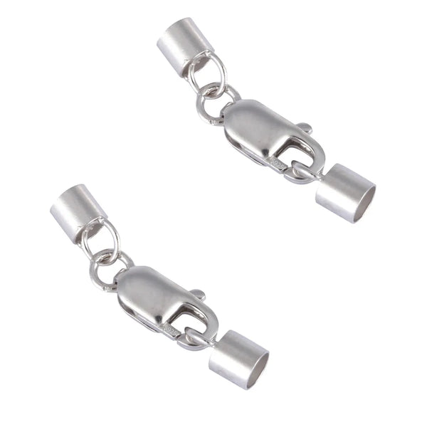 5pcs 925 Sterling Silver Tube Cord End Cap Clasps, Tarnish Resistant Rhodium Plated, Glue In Cord End, 23.5mm, Hole ID 3mm, SS148-3