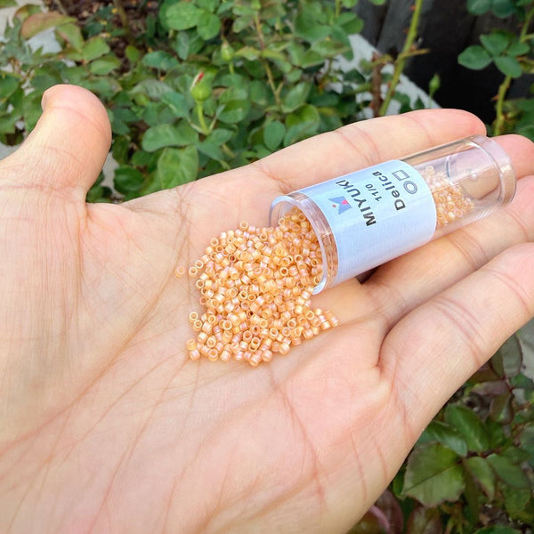 7.5g Miyuki Delica 11/0 Seed Beads, Matte Rainbow Light Topaz DB852