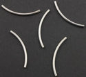 100pcs Curved Noodle Tube Beads, Sterling Silver Plated Brass, Hole ID 1.5mm, Size Selections: 25mm/30mm/35mm/40mm/50mm
