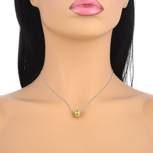 1pc Real Gold Plated 925 Sterling Silver August Birthstone Bead Charm, Peridot Green Cubic Zirconia CZ, 11x6.8mm, Hole ID 4.5mm, EC1-B8