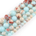 Natural Blue Aqua Terra Jasper Gemstone Round Beads, 15 Inch/1 Strand, Size Selections: 4mm/6mm/8mm/10mm