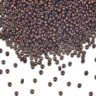 25g Miyuki Rocaille 15/0 Round Seed Beads Opaque Metallic Bronze RR-457B