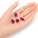 10pcs Grade A January Siam Red Birthstone Rectangle Radiant Cut Links, Sterling Silver Plated Brass, 14mm, CCP12-S1