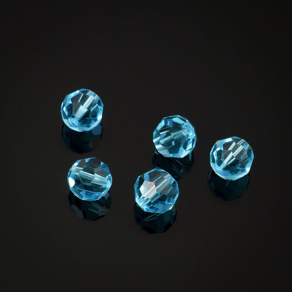 50pcs Adabele Austrian Faceted Round Crystal Beads #5000, Aquamarine Blue, Size Selections: 4mm/6mm/8mm/10mm