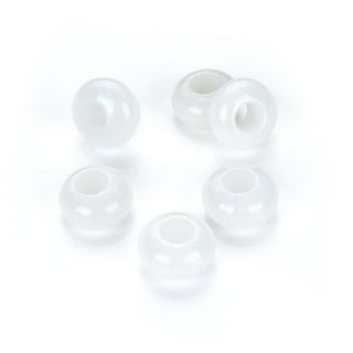 10pcs Natural White Jade Gemstone Donut Rondelle Beads,14x8mm, Hole ID 5.6mm, GW-A4