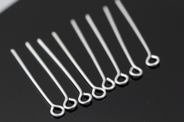 500pcs Eye Pins Eyepins, Silver Plated, 0.7mm/21 Gauge, Length Selections: 18mm/22mm/26mm/30mm/38mm/50mm