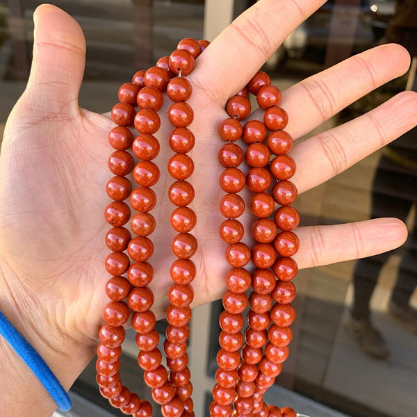 Natural Grade A Red Jasper Gemstone Round Beads, 1 Strand/15 Inch, Size Selections: 4mm/6mm/8mm/10mm