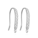 4pcs 925 Sterling Silver Fancy Earring Hooks, 7 Cubic Zirconia CZ, Tarnish Resistant Rhodium Plated, 18mm, SS457