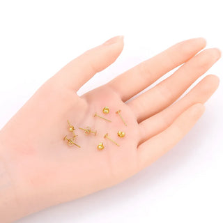 100pcs Raw Brass Earring Posts, Flat Board Glue On Setting, 100pcs Earring Backs, Unplated/Uncoated, Board Size Selections: 3mm/4mm/6mm/8mm