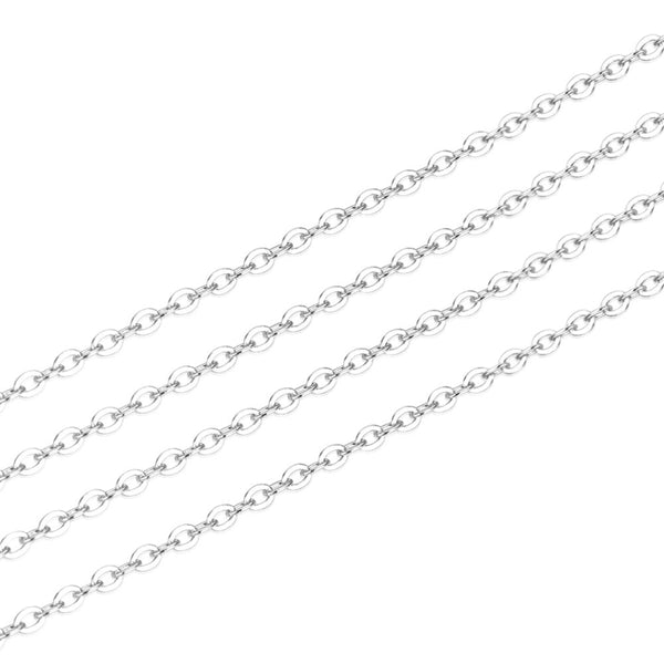 5 Feet 925 Sterling Silver Unfinished Flat Cable Chain Links, 1.5mm, Thin Small SSK-R3