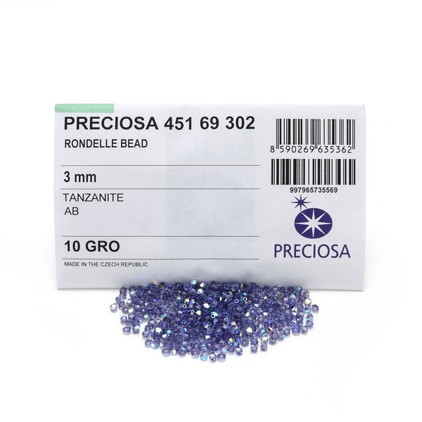 100pcs Preciosa Faceted Bicone Crystal Beads, Tanzanite AB, Size Selections: 3mm/4mm/6mm