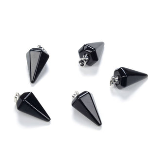 2pcs Natural Black Obsidian Gemstone Pendant Drops, 25mm, G2P-M5