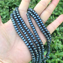 Grade A Natural Black Hematite Gemstone Rondelle Beads, 1 Strand/15 Inch, 6x4mm, Hole ID 1mm, GFC8-1