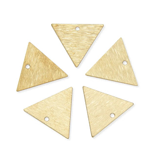 20pcs Brushed Raw Brass Triangle Pendant Drop, 18.5mm, Unplated/Uncoated, CF-A7