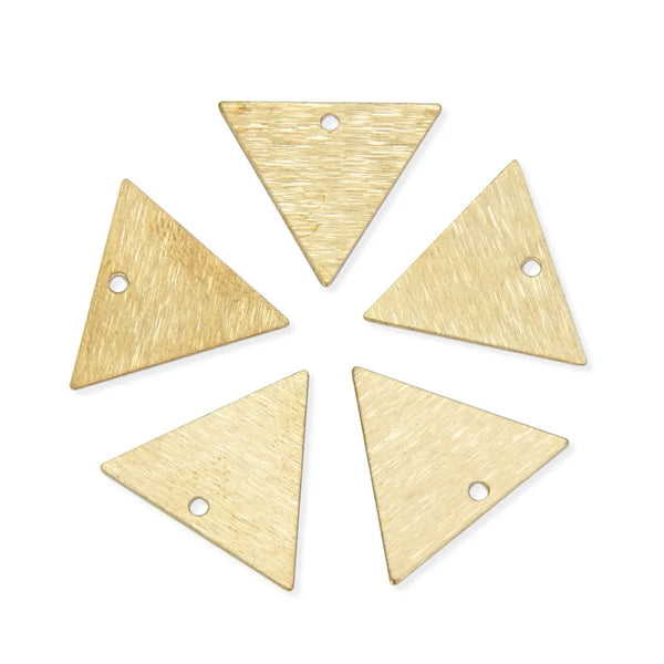20pcs Brushed Raw Brass Triangle Pendant Drop, 18.5mm, Unplated/Uncoated, CF-A7