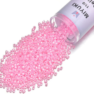 30g Miyuki Delica 11/0 Seed Beads, Opaque Dyed Cotton Candy Pink DB245