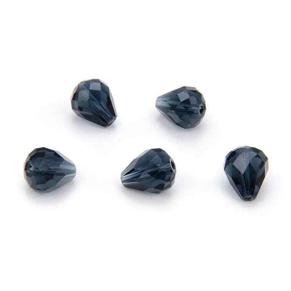 24pcs Adabele Austrian Faceted Teardrop Crystal Beads #5500, Dark Indigo, 12mm x 10mm, Hole ID 1.2mm, SST-1220