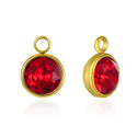 10pcs Grade A January Red Birthstone Charm Drops, 18K Yellow Gold Plated Stainless Steel, Tarnish Resistant, 10mm, CCP31-1