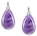 4pcs Natural Purple Amethyst Gemstone Pendants, 20x15mm Teardrop Stone Drops, G2P-T4