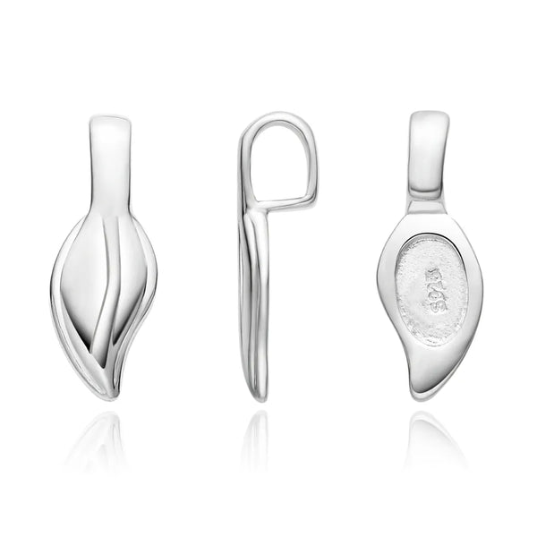 5pcs 925 Sterling Silver 16mm Glue On Bail, Pendant Clasp, 10.6mm Leaf Flat Pad Base, SS101