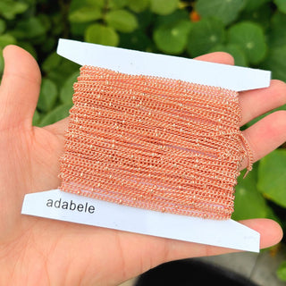 33 Feet Satellite Bead Station Curb Copper Chain Link, Bright Coppery, 2mm Link, 2.5mm Bead
