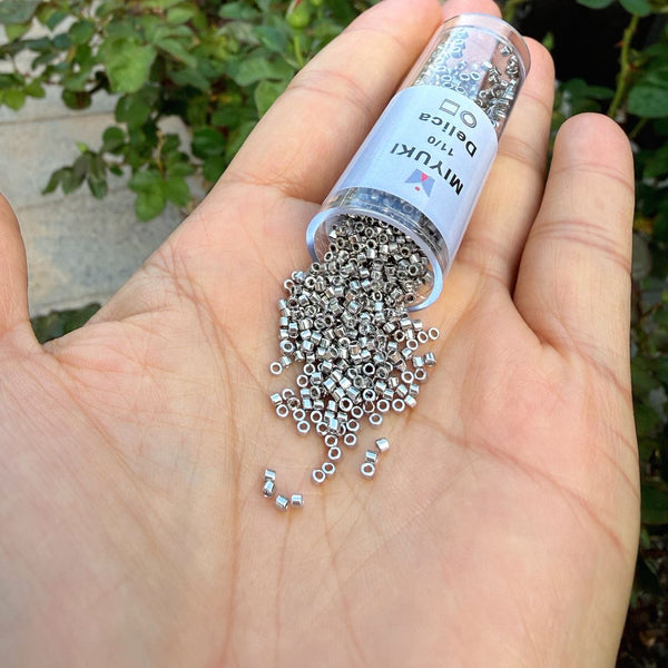 30g Miyuki Delica 11/0 Seed Beads, Opaque Palladium-Plated DB38