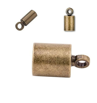100pcs Tube Cord End Caps, Glue In Endcap Barrel, Antique Bronze Plated Brass, Hole Inner Diameter Selections: 1.5mm/2mm/2.5mm/3mm/3.5mm