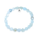 1 Strand Stretch Natural Blue Aquamarine Free Form Gemstone Bracelet, 7-10mm Beads, Length Selections: 7 inch/7.5 inch