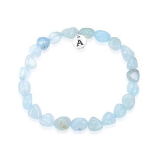 1 Strand Stretch Natural Blue Aquamarine Free Form Gemstone Bracelet, 7-10mm Beads, Length Selections: 7 inch/7.5 inch